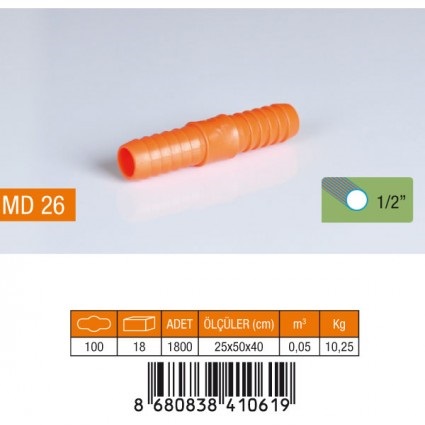 1/2 NORMAL PLASTİK HORTUM EKİ(100/1800)